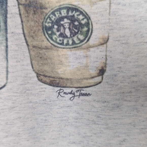 Unisex Starbucks Succulents Gray XL Tshirt Coffee Lover Plants Distressed - Picture 3 of 10